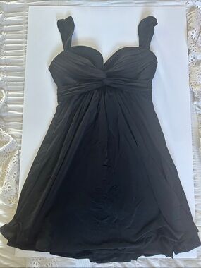 BCBGMaxAzria Black Chiffon Twist-Bust A-Line Dress